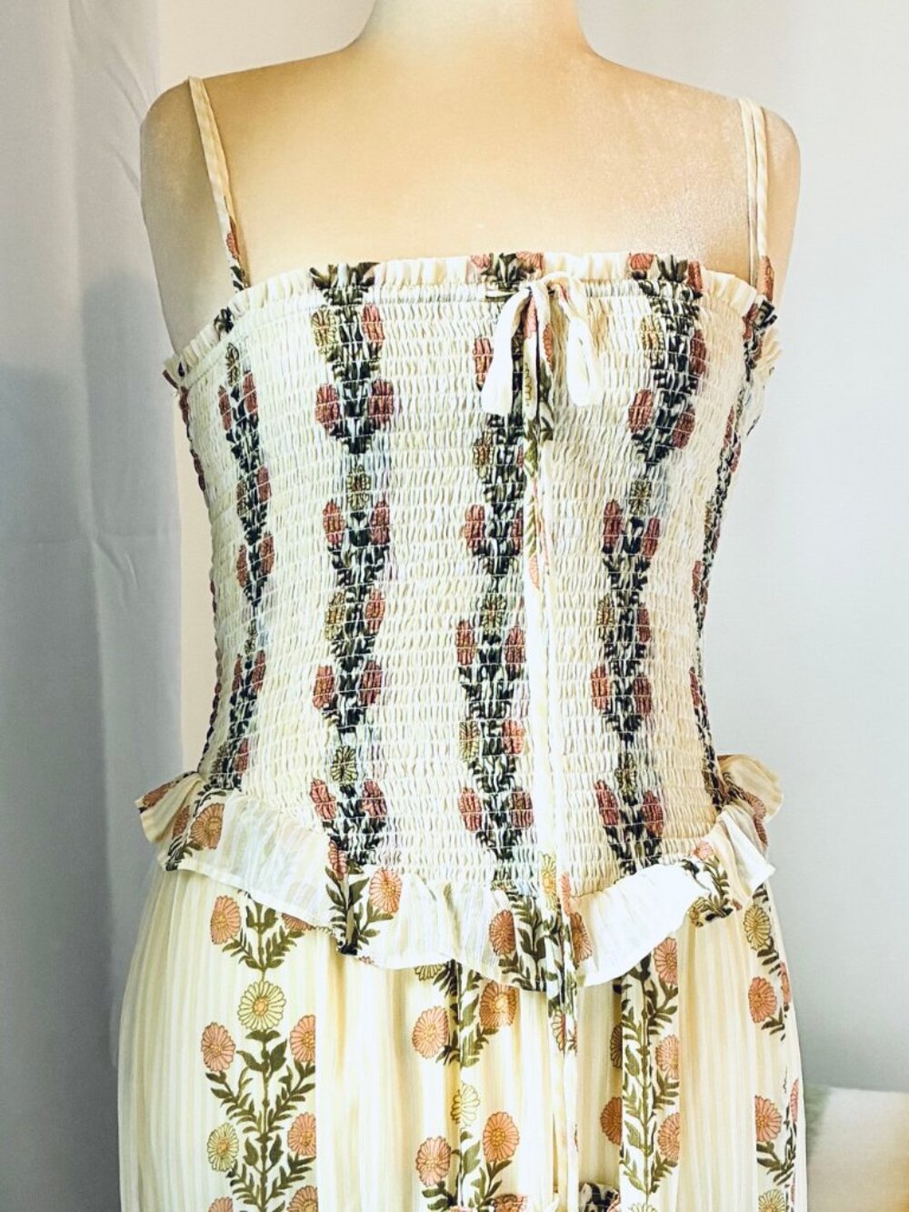 Free People Alejandro Floral Midi Dress in Yellow & Green (L) New With Tag - Picture 7 of 13